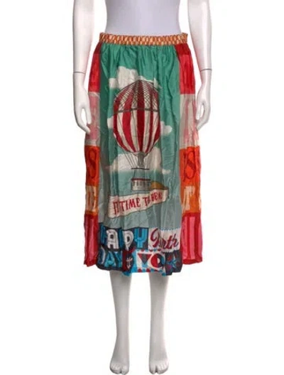 Pre-owned Me369 Graphic Print Midi Length Skirt In Multicolor