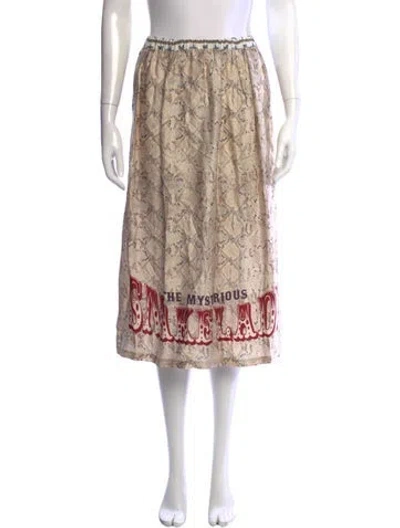 Pre-owned Me369 Graphic Print Midi Length Skirt In Neutral