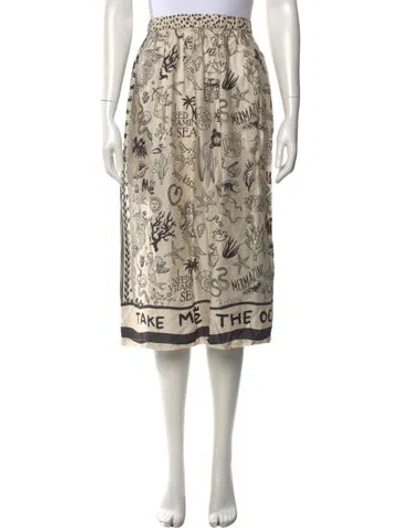 Pre-owned Me369 Graphic Print Midi Length Skirt In Neutrals