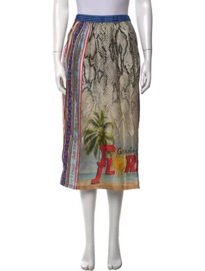 Pre-owned Me369 Graphic Print Midi Length Skirt In Neutrals