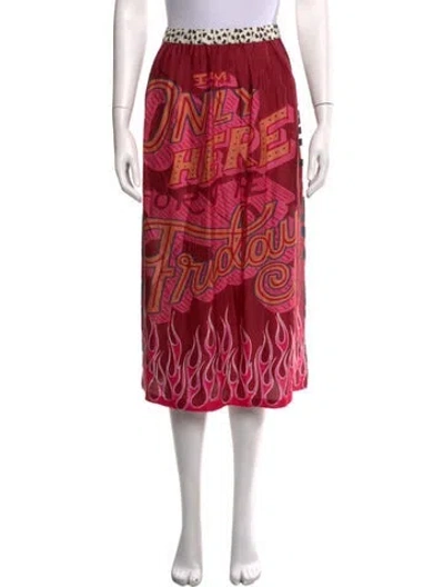 Pre-owned Me369 Graphic Print Midi Length Skirt In Pink