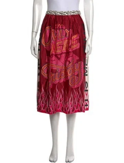 Pre-owned Me369 Graphic Print Midi Length Skirt In Red