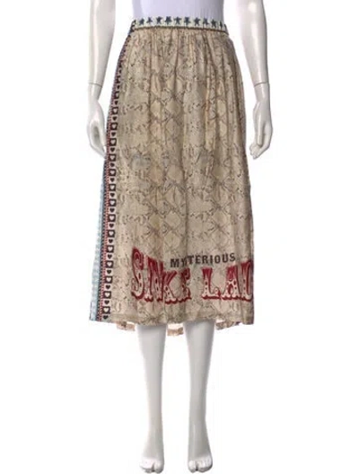 Pre-owned Me369 Graphic Print Midi Length Skirt W/ Tags In Neutral