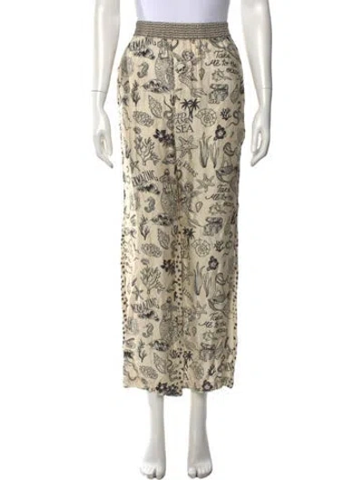 Pre-owned Me369 Graphic Print Wide Leg Pants In Neutrals