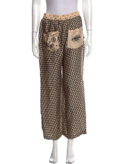 Pre-owned Me369 Houndstooth Print Wide Leg Pants In Multi