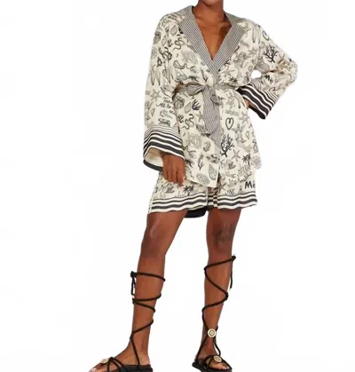 Me369 Isabel Kimono In Mermaid In Multi
