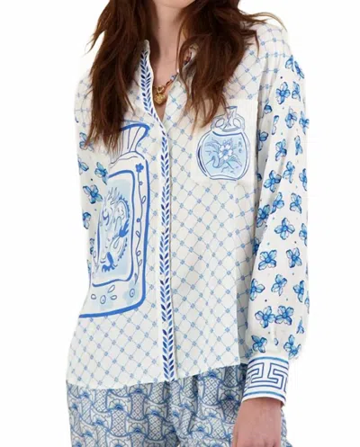 Me369 Isabel Printed Shirt In Amalfi Coast In Blue