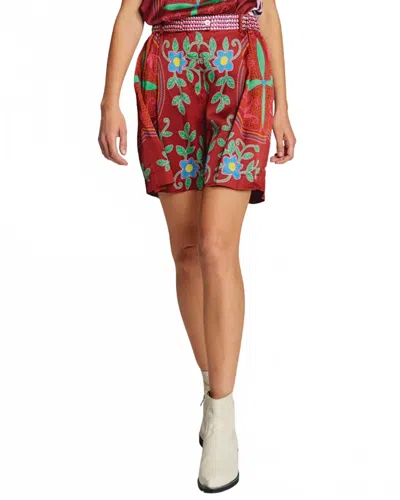 Me369 Juliette Pleated Shorts In Shipibo In Red
