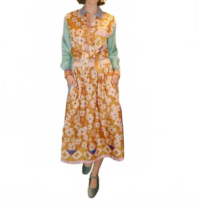 Me369 Layla Midi Skirt In Peach Perfect In Multi