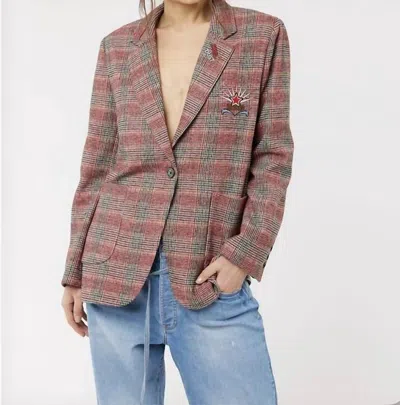 Me369 Linda Tartan Tiger Jacket In Red In Brown