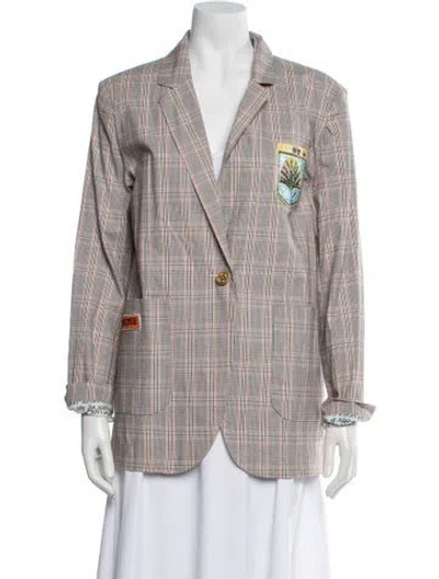 Pre-owned Me369 Linen Plaid Print Blazer In Multi
