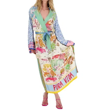 Me369 Lucia Kimono Belted Jacket In Pura Vida In Multi