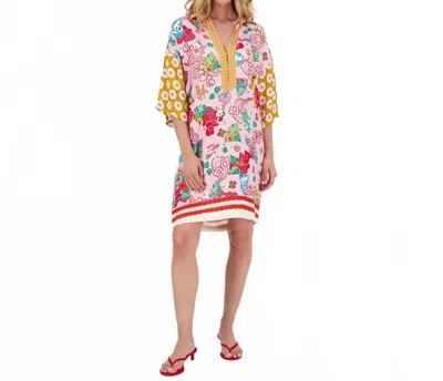 Me369 Nancy Placket Mini Dress In Pink