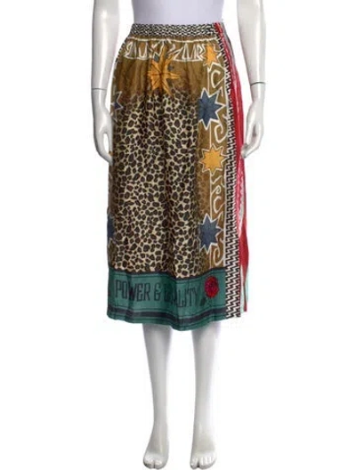 Pre-owned Me369 Patterned Midi Length Skirt In Multicolor
