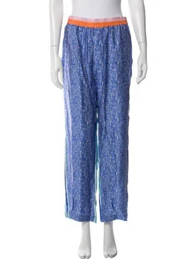 Pre-owned Me369 Patterned Wide Leg Pants In Blue