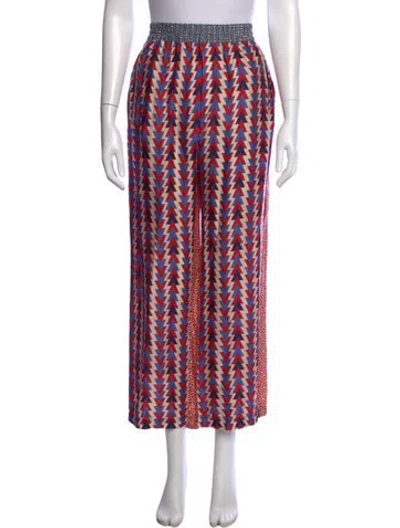 Pre-owned Me369 Patterned Wide Leg Pants In Red