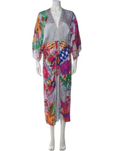 Pre-owned Me369 Printed Midi Length Dress W/ Tags In Multicolor