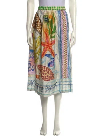 Pre-owned Me369 Printed Midi Length Skirt In Multi