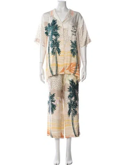 Pre-owned Me369 Printed Pant Set In Neutral