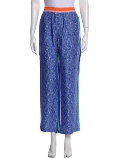 Pre-owned Me369 Printed Wide Leg Pants In Blue