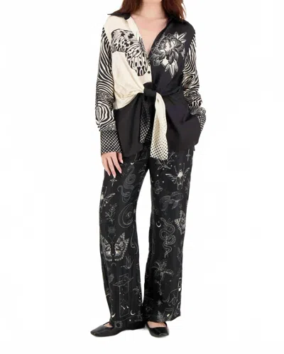 Me369 Reyna Tie Waist Shirt In Black Magic