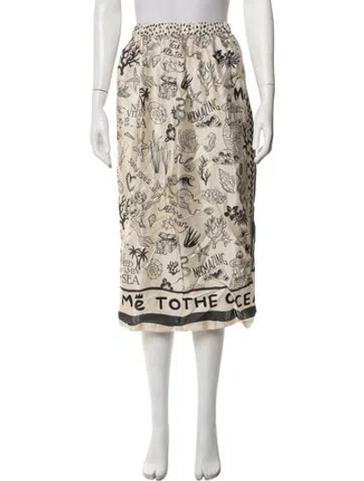 Pre-owned Me369 Satin Midi Length Skirt In Neutrals