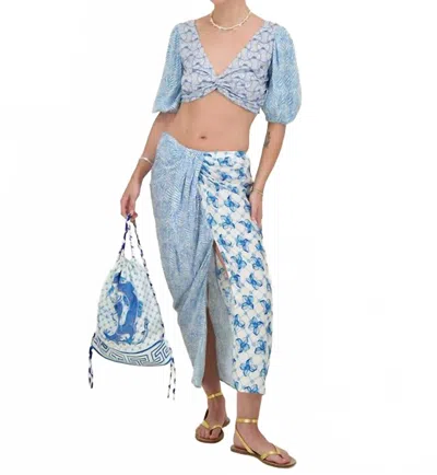 Me369 Sienna Puff Sleeve Top In Blue