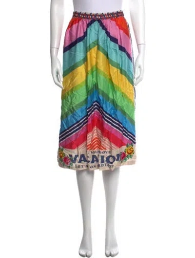 Pre-owned Me369 Silk Midi Length Skirt In Multicolor