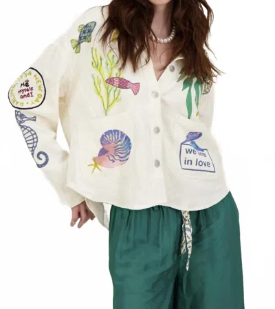 Me369 Simon Cropped Jacket In Natural In White