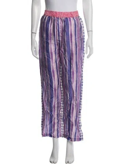 Pre-owned Me369 Striped Wide Leg Pants In Purple