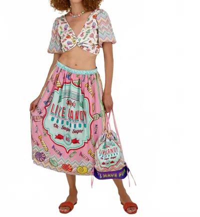 Me369 Vanessa Midi Skirt In Candy In Pink