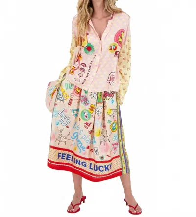 Me369 Vanessa Midi Skirt In Lucky Me In Pink