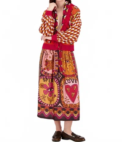 Me369 Vanessa Midi Skirt In Sunset In Multi