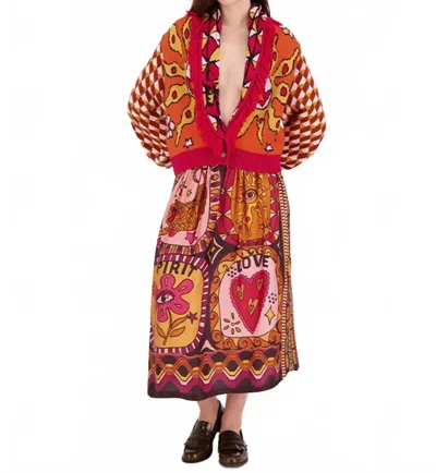 Me369 Vanessa Midi Skirt In Sunset In Multi