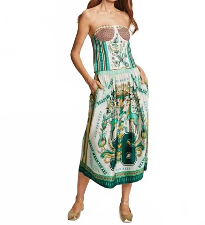 Me369 Vanessa Sporty Midi Skirt In Jade In Blue