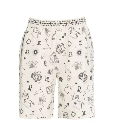 Me369 Wide Leg Bermuda Shorts With Celestial Print In White