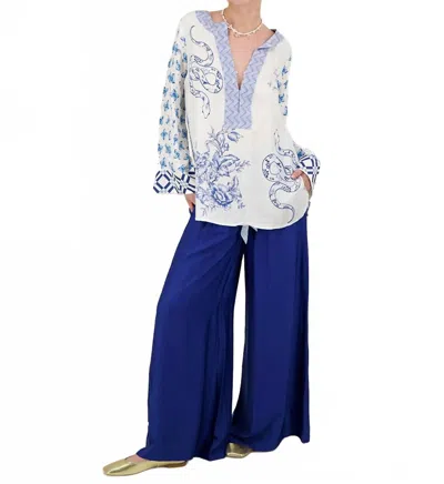 Me369 Women's Alexa Placket Tunic In Amalfi Coast In White