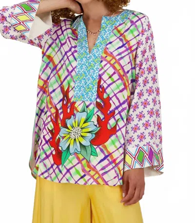 Me369 Women's Alexa Placket Tunique Top In Darling In Multi