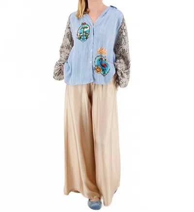 Me369 Women's Annie Wide Leg Pants In Sand In Multi