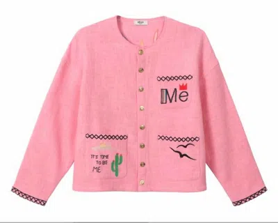 Me369 Women's Margaret Collarless Jacket In Pink