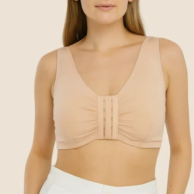 Meadow Ease Cotton Front Closure Bra For Mastectomy In Sand