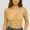 Meadow Lily Soft Lace Bralette In Gold