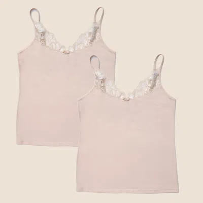 Meadow Luna Lace Cotton Cami 2-pack In Sand