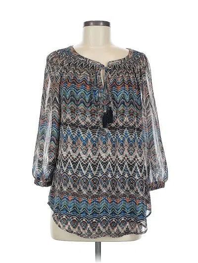 Pre-owned Meadow Rue 3/4 Sleeve Blouse In Blue