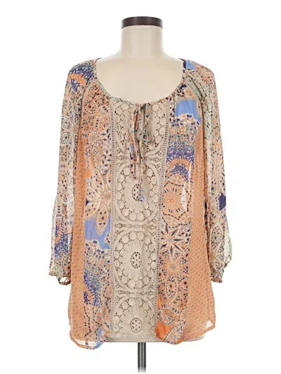 Pre-owned Meadow Rue 3/4 Sleeve Blouse In Brown