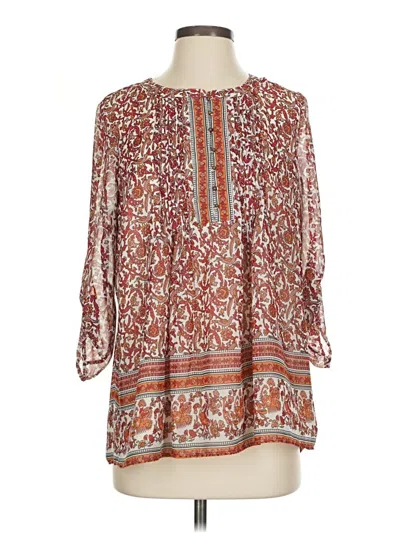 Pre-owned Meadow Rue 3/4 Sleeve Blouse In Brown