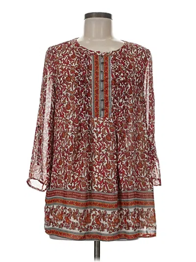 Pre-owned Meadow Rue 3/4 Sleeve Blouse In Burgundy