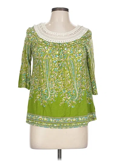 Pre-owned Meadow Rue 3/4 Sleeve Blouse In Green