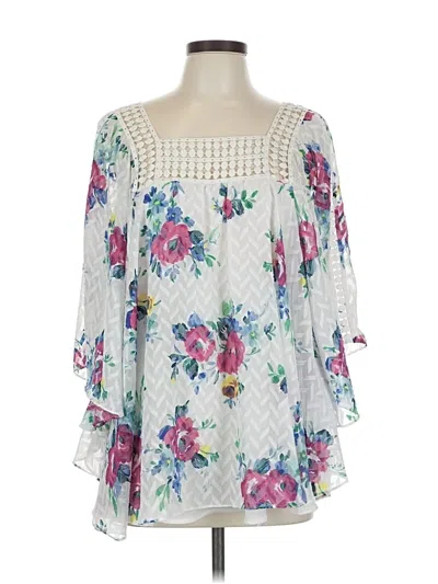 Pre-owned Meadow Rue 3/4 Sleeve Blouse In White