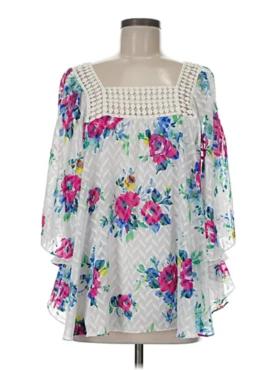 Pre-owned Meadow Rue 3/4 Sleeve Blouse In White